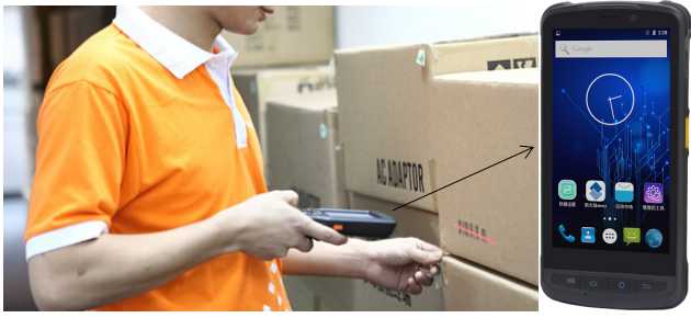 使用盤點槍在盤點產品 使用盤點槍在盤點產品